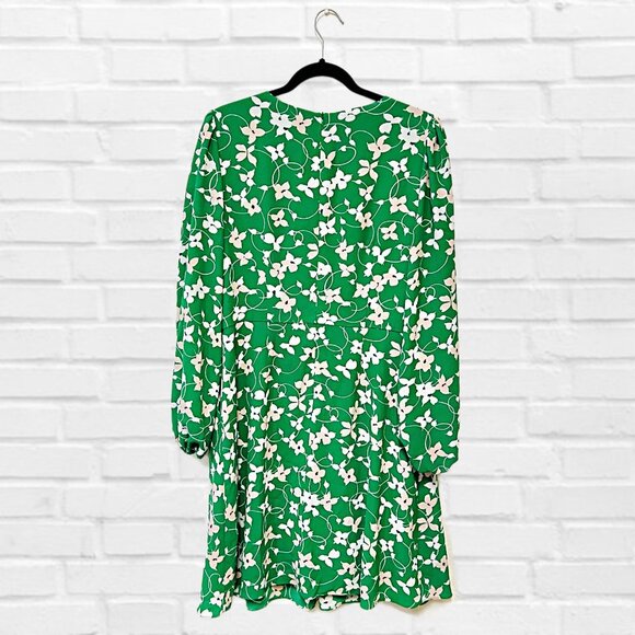 Eliza J Floral Shift Midi Dress Long Sleeve Fit & Flare Lined Pockets Size 12 - Picture 7 of 10